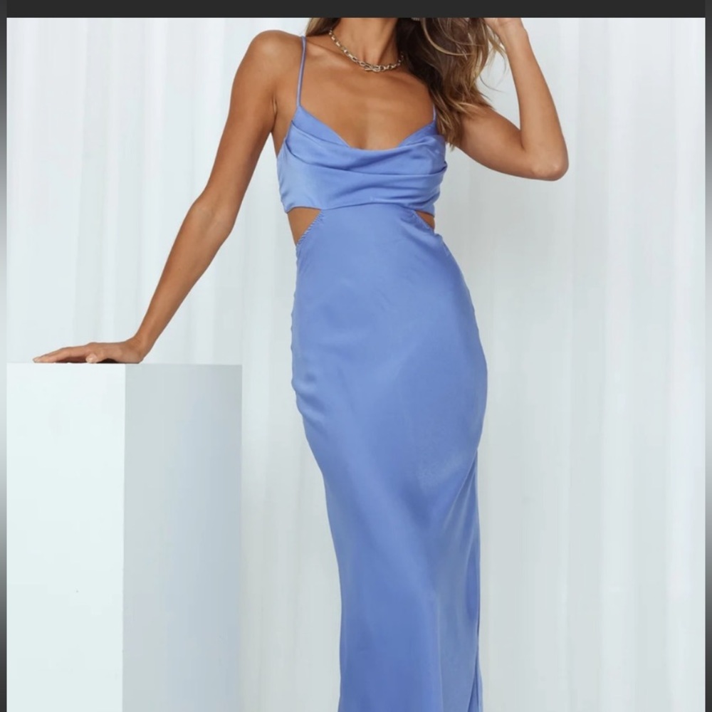 Blue cut out dress